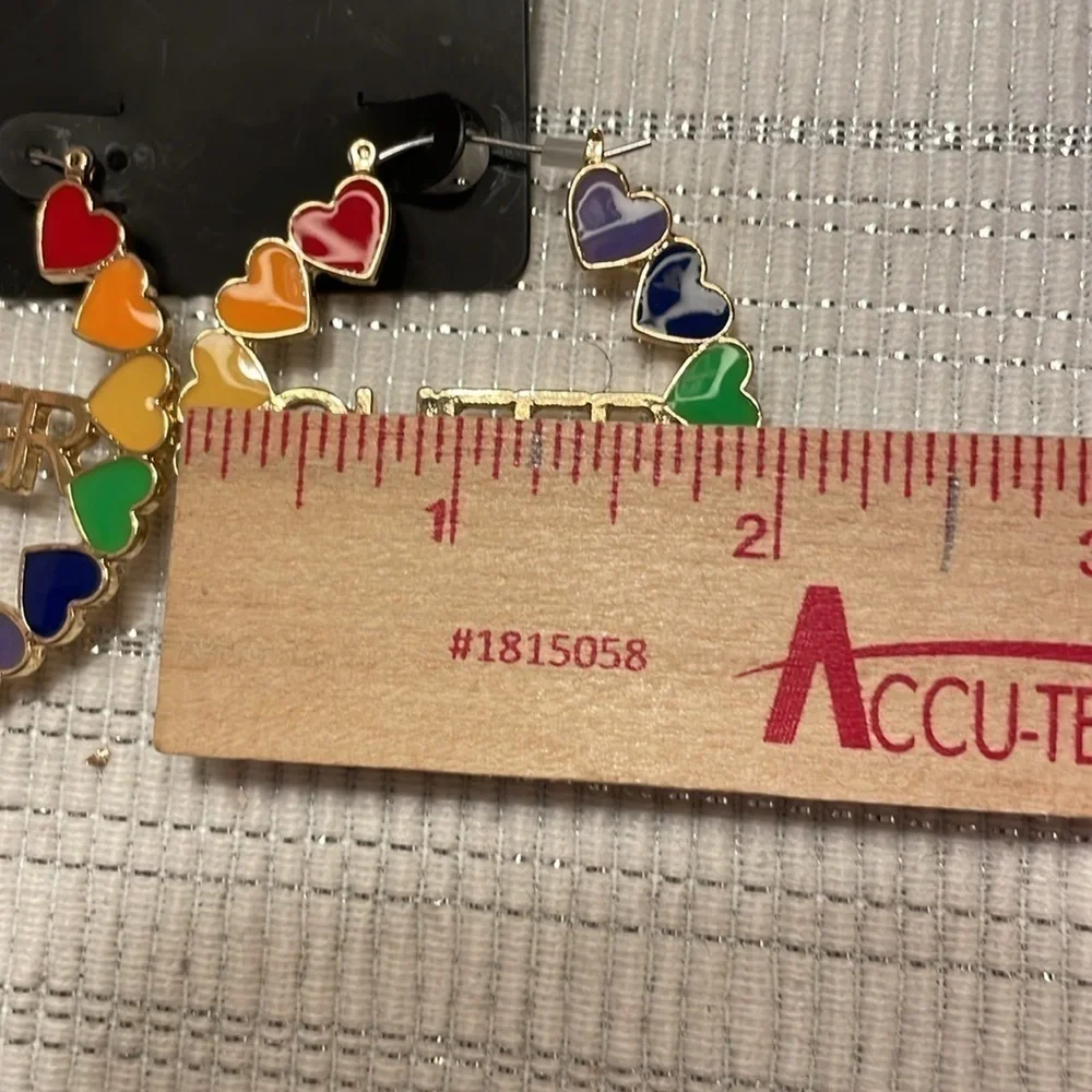NWT Spencer's Body Rage Pride Earrings Bundle - Rainbow & Queer Heart 2-Pair Set